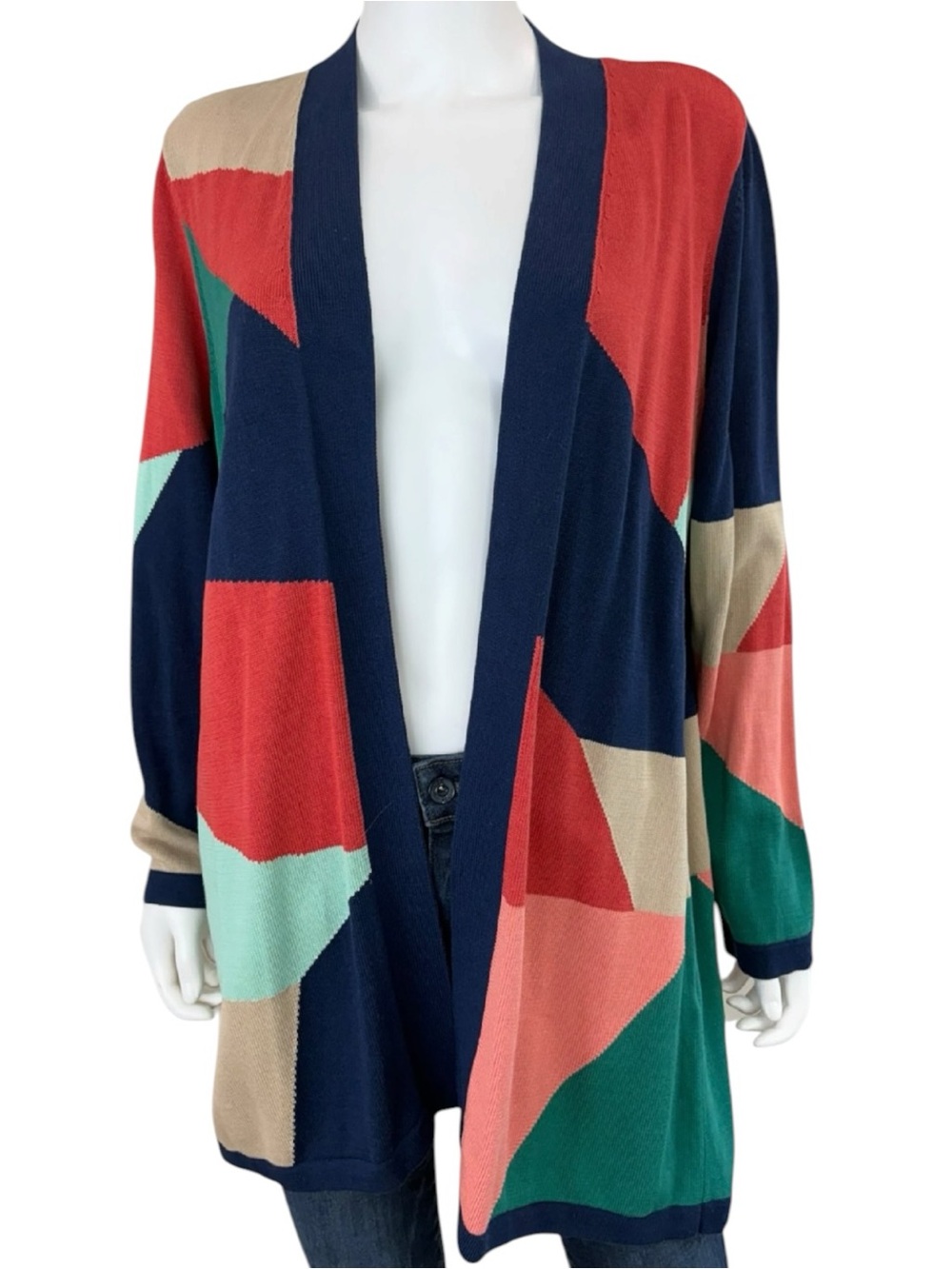 Chico's NWT Colorblock Sweater Cardigan Size L H0811